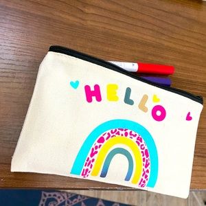 “HELLO” rainbow 🌈 pencil/ makeup / accessory handbag. Handmade, simple